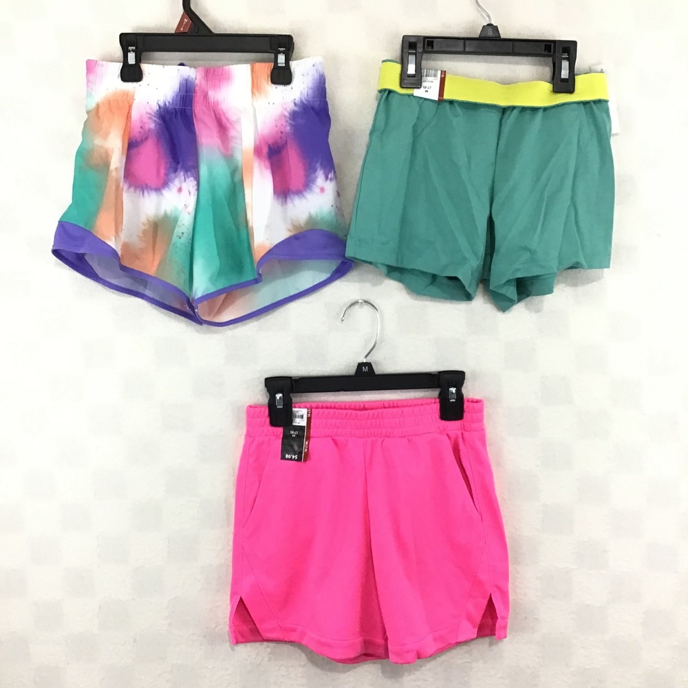 Girls Athletic Works Wonder Nation Shorts Bundle 3pk‎ Pink Tie Dye Teal M 7-8